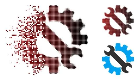 Decomposed Pixel Halftone Service Tools Icon 스톡 일러스트
