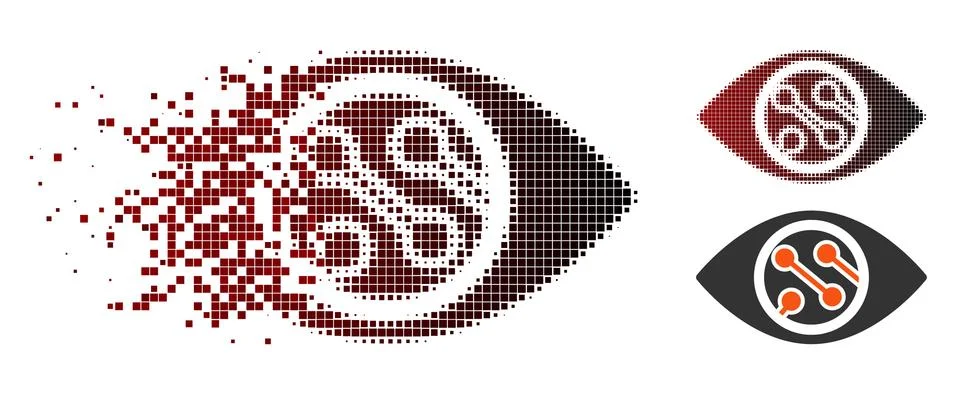 Decomposed Pixel Halftone Smart Lens Icon Stock Illustration