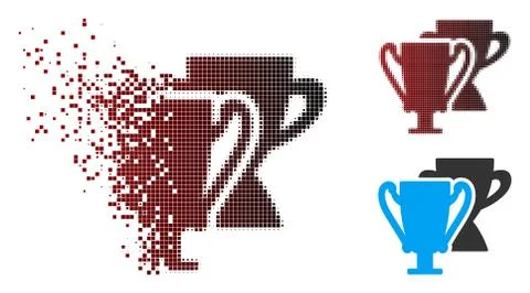 Decomposed Pixel Halftone Trophy Cups Icon Stock Illustration