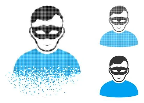 Decomposed Pixelated Halftone Anonymous Person Icon with Face Ilustración de archivo