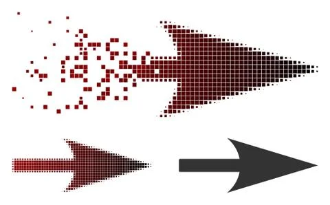 Decomposed Pixelated Halftone Arrow Axis X Icon Illustrazione stock