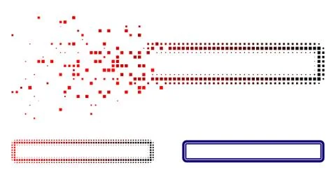 Decomposed Pixelated Halftone Double Rounded Rectangle Frame Icon Stock Illustration
