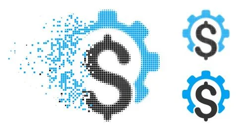 Decomposed Pixelated Halftone Financial Industry Icon Stock Illustration