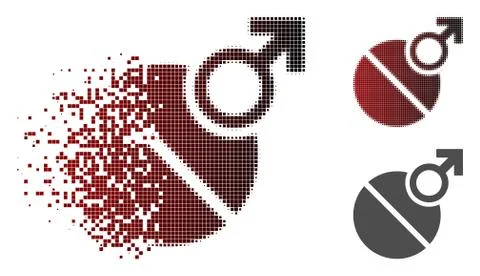 Decomposed Pixelated Halftone Male Erection Tablet Icon Stock Illustration