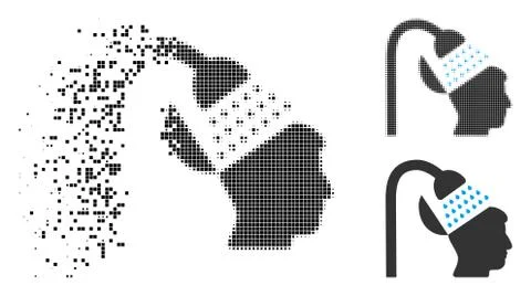 Decomposed Pixelated Halftone Open Mind Shower Icon Stock Illustration