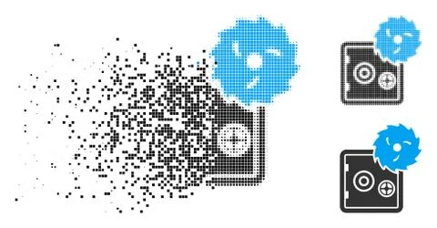 Decomposed Pixelated Halftone Safe Hacking Theft Icon Stock Illustration
