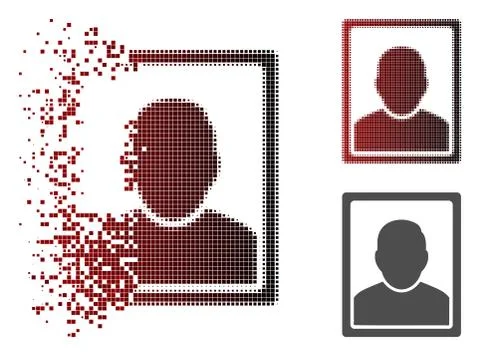 Decomposed Pixelated Halftone User Image Icon Stock Illustration