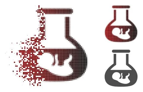 Decomposed Pixelated Halftone In Vitro Embryo Icon Stock Illustration