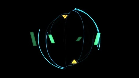 Decomposed ring with shapes and particles HUD Stock Footage 269959849