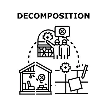 Decomposition process analyzing project components outline Stock Illustration