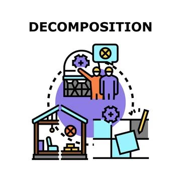 Decomposition process analyzing project components outline Stock Illustration