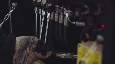 The decomposition process of the hydraulic lift Stock Footage 295388085