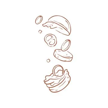 A Deconstructed Burger With Flying Ingredients And Toppings Vector Illustrati Stock Illustration