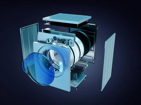 Deconstructed dryer or washing machine Stock Illustration