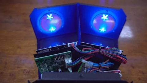 Deconstructed stage light device with LEDs and chips Stock Footage 75064624