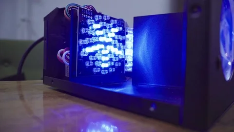 Deconstructed stage light device with LEDs and chips Stock Footage 75064903