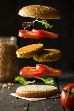 Deconstructured Vegan Burger Stock Photos