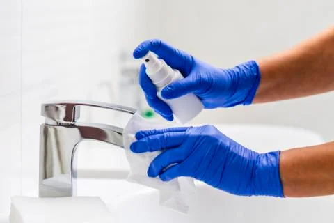 Decontamination and tap surface. Stock Photos