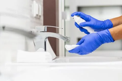 Decontamination and tap surface. Stock Photos