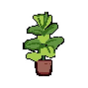 Decor artificial plant pixel art vector illustration Stock Illustration
