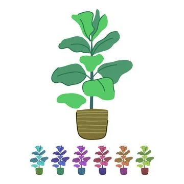 Decor artificial plant vector cartoon graphic Stock Illustration