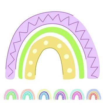 Decor baby boho rainbow vector cartoon graphic Stock Illustration