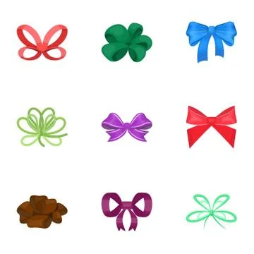 Decor, bows, node, and other web icon in cartoon style.Bow, ribbon, decoration 스톡 일러스트