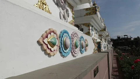 Decor of Buddhism stupa in front of monastery in Indian Tibet colony 002 Stock Footage 112544509