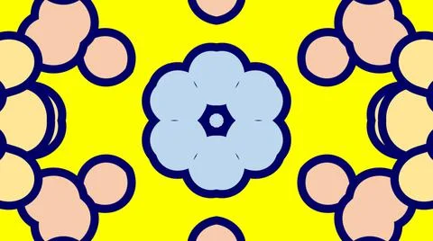 Decor Circle Round Blob Symmetric Decoration Pattern Yellow Blue Cute Illustrazione stock