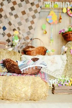 Decor of colorful Easter eggs Stock Photos