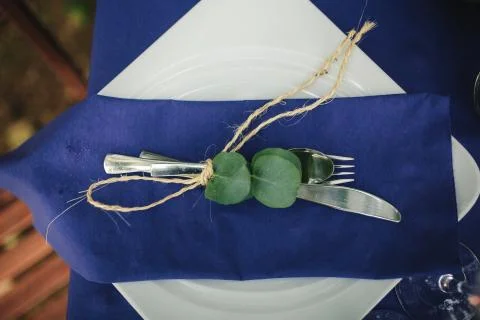 Decor. Details. Composition. Wedding decorations in blue tones. On the wooden Stock Photos