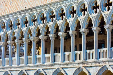 Decor element Gallery decorated with columns. Decor elements of Doge s Pal... Stockfoto's