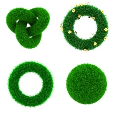 Decor Elements of Green Grass. Stock Illustration