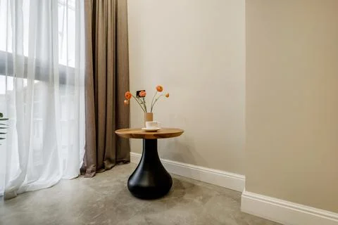 Decor elements of the guest room and rest room with a tea table, an armchair  Stockfoto's