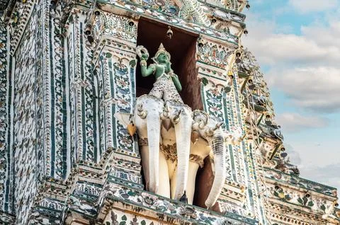 Decor elements Wat Arun Temple in bangkok Thailand. Wat Arun is Buddhist temp Stock Photos