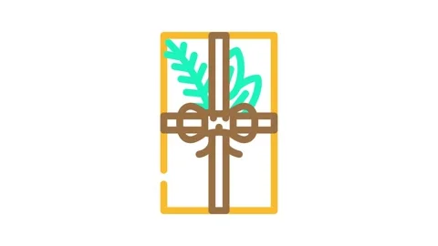 Decor gift box color icon animation Stock Footage 327271551
