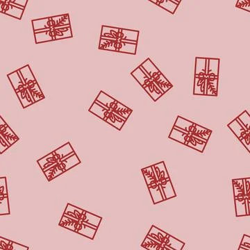 Decor gift box line vector seamless pattern Stock Illustration
