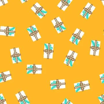 Decor gift box vector seamless pattern Stock Illustration