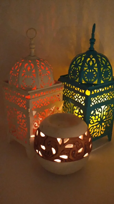 Decor with glowing lamps Stock Footage 329889043