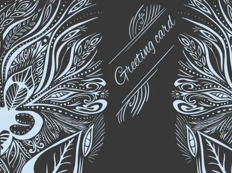 Decor greeting card vector black background Stock Illustration