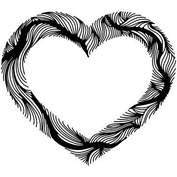 Decor heart frame wavy lines art Stock Illustration