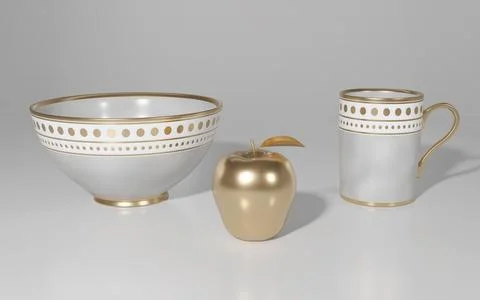 Decor kitchen golden table set. Stock Photos