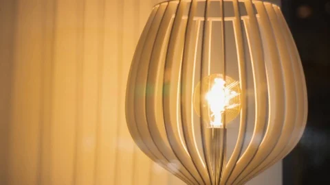 Decor lamp white in interior. design geometric. light bulb 스톡 동영상 120575525
