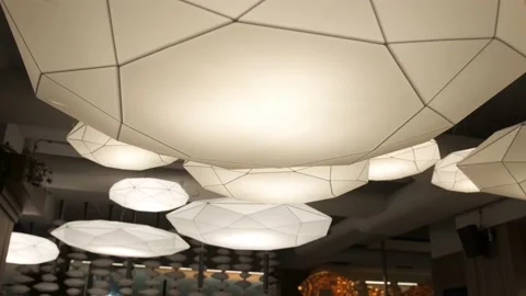 Decor with lights in a restaurant or bar Stock Footage 141515930