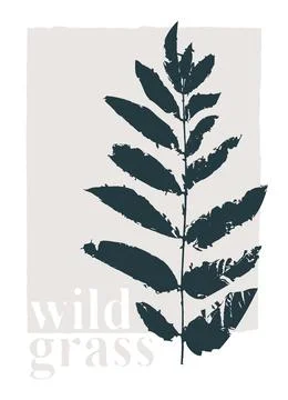 Decor printable art. Hand drawn vector illustrations of wild grasses Stock Illustration