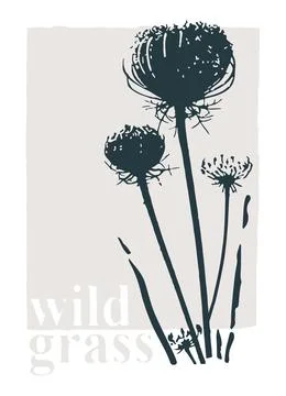 Decor printable art. Hand drawn vector illustrations of wild grasses Stock-Illustration