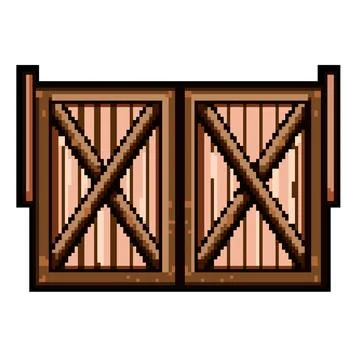 Decor saloon doors pixel art vector illustration Stock Illustration