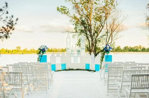 Decor for summer wedding ceremony Stock Photos