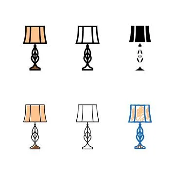 Decor table lamp designs color icon vector Stock Illustration