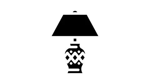Decor table lamp glyph icon animation Stock Footage 326747012